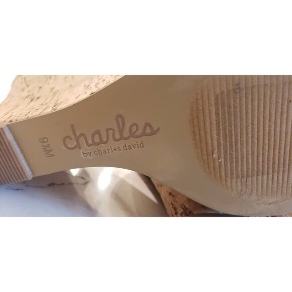 CHARLES BY CHARLES DAVID LAMBERT CORK WEDGE SANDAL SZ 9.5 NWOB - Picture 6 of 11